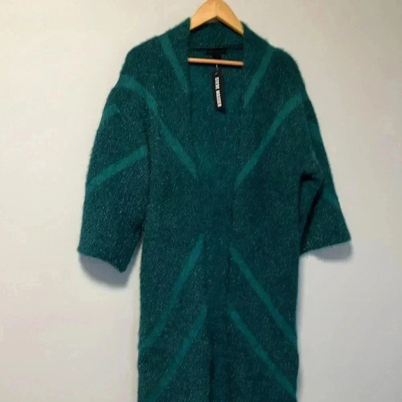 NWT Steve Madden green  metallic lurex open cardigan - Picture 2 of 4